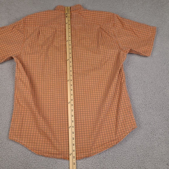 American Eagle Shirt Mens Medium Orange Plaid Button Down Short Sleeve Cotton - Picture 11 of 12